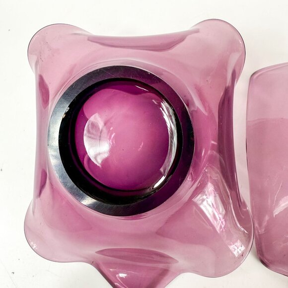Viking Epic Amethyst Purple Glass Square Bob Bon and handkerchief Bowls - Picture 6 of 7